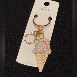Mint Pearl Ice Cream Charm with Beige and Gold Tone Cone